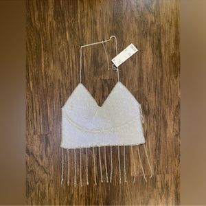 Urban Outfitters Rae metal fringe Halter top